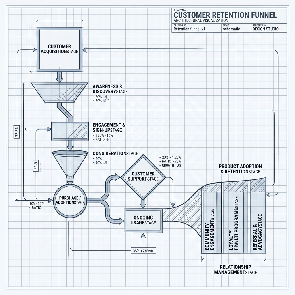 Retention funnel architecture blueprint diagram