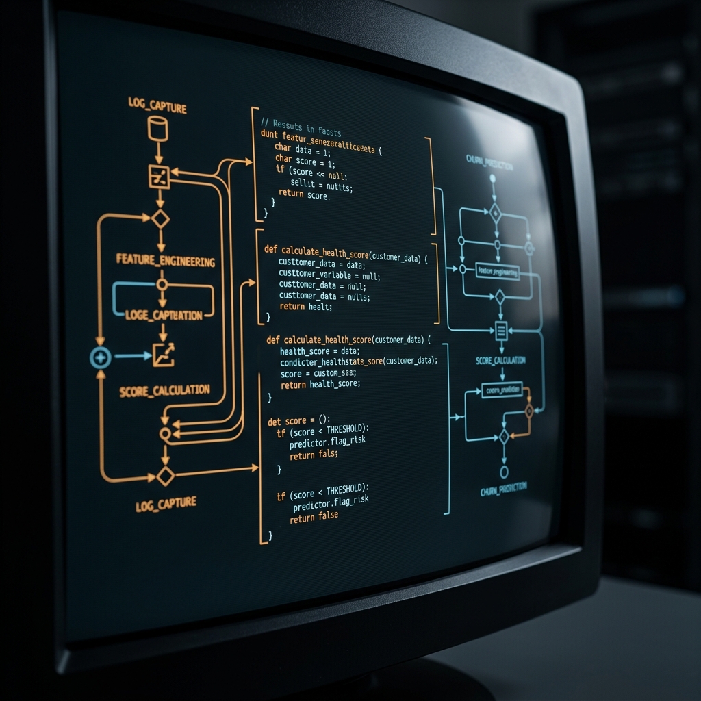Terminal screen showing retention data pipeline logic