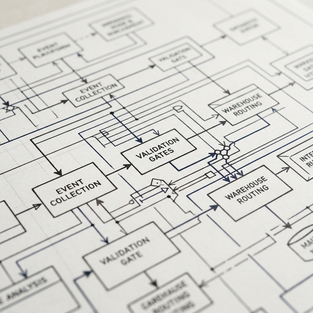 Detailed tracking infrastructure blueprint diagram