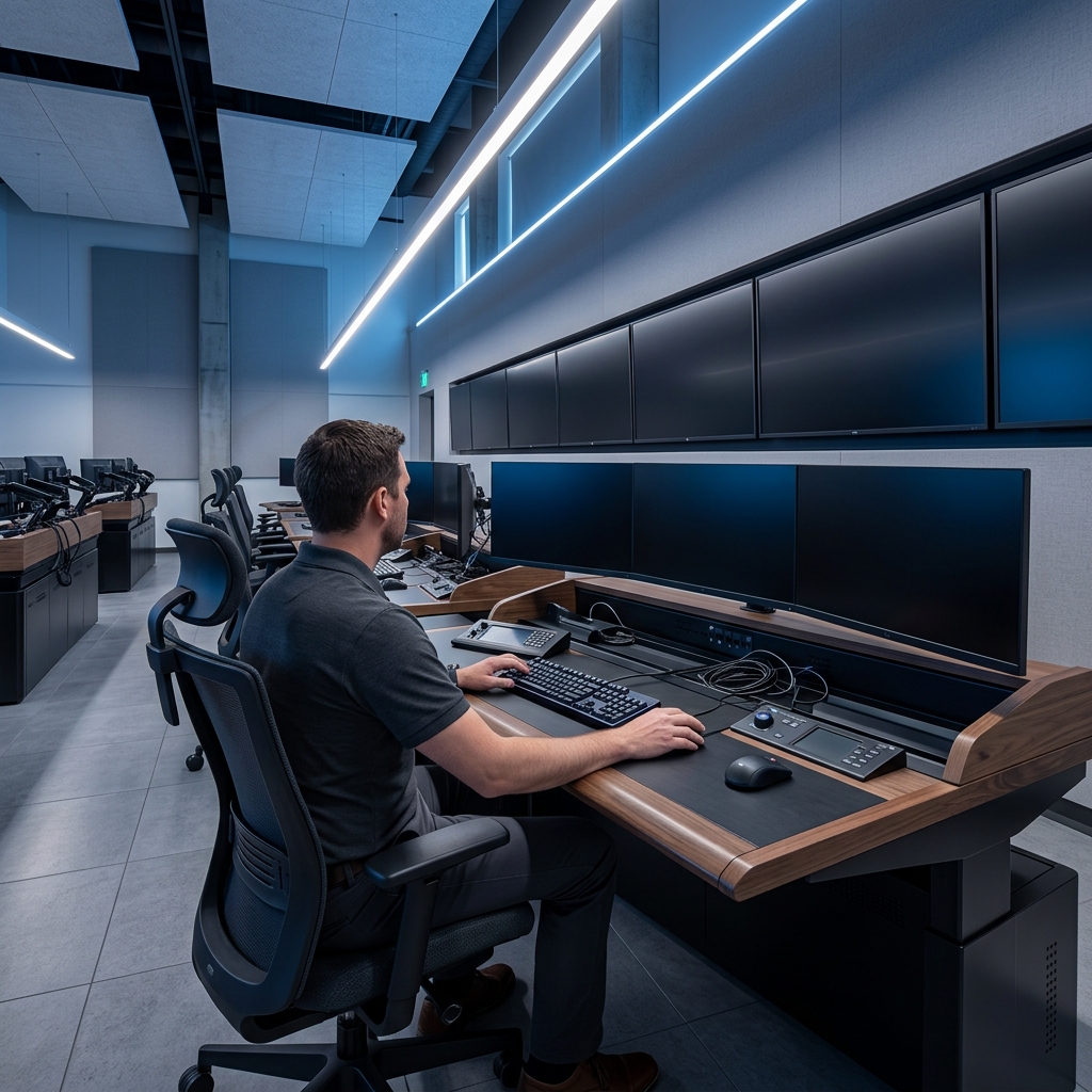 Infrastructure monitoring control room with data streams