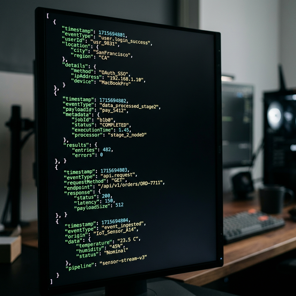 Server-side event data flowing through terminal pipeline