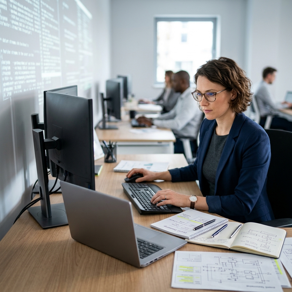 Engineer reviewing analytics infrastructure and event tracking systems