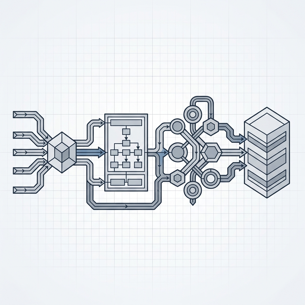 Data pipeline architecture blueprint visualization