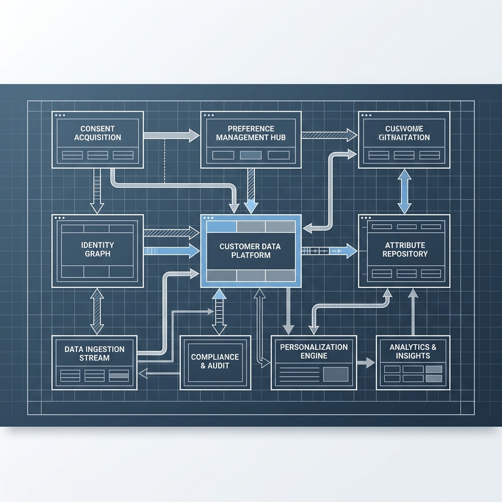 Technical diagram of data collection and consent infrastructure