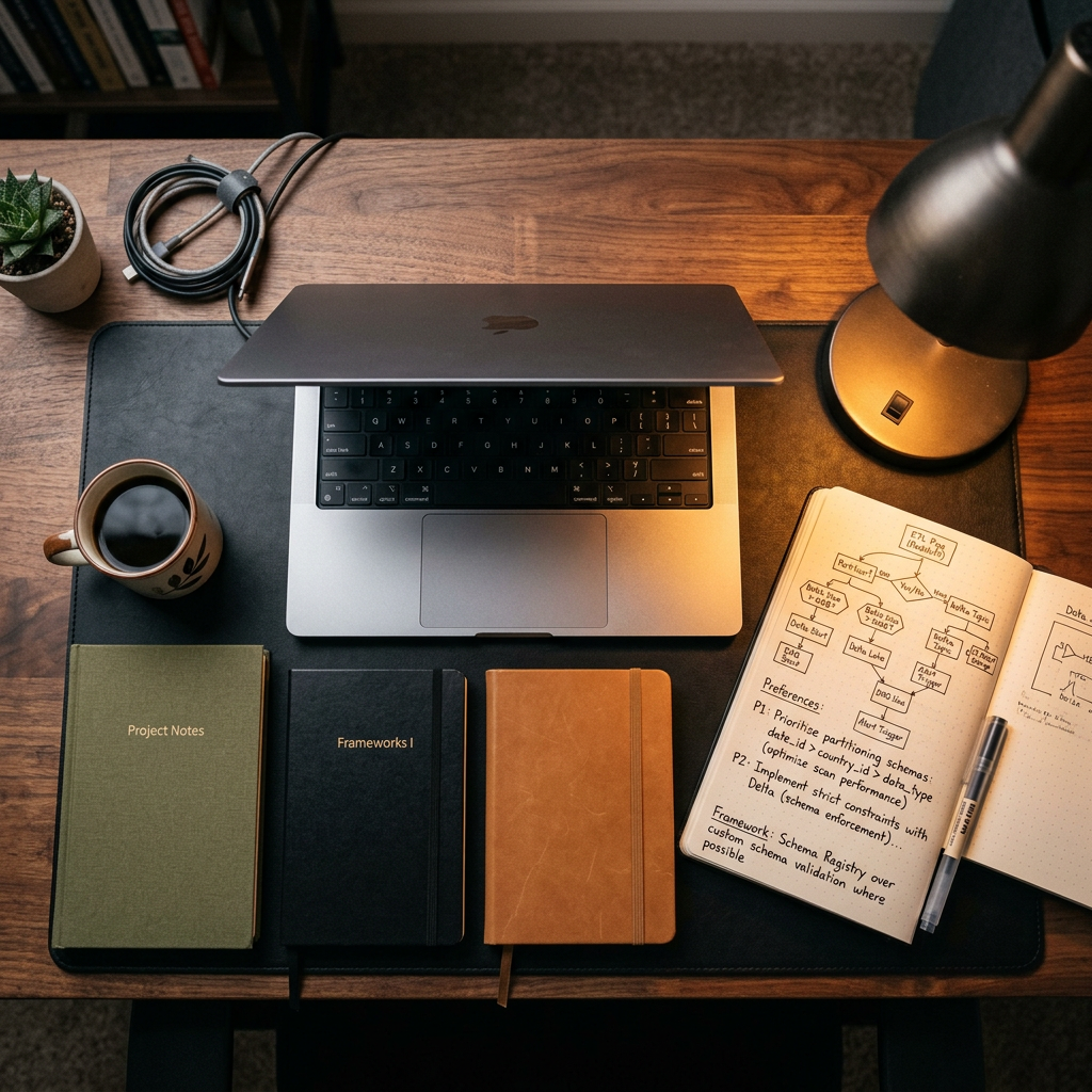 Engineer workspace with code and preference documentation